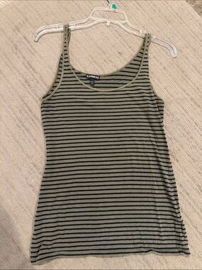 Express Olive & Black Striped Tank Top